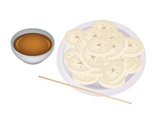 A Dish of Delicious Grilled Bananas with Syrup