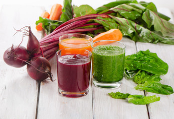 Healthy vegetable smoothie and juice