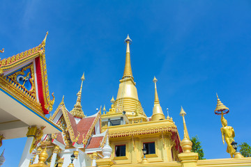 The beautiful big golden temple in Nakhonsawan province