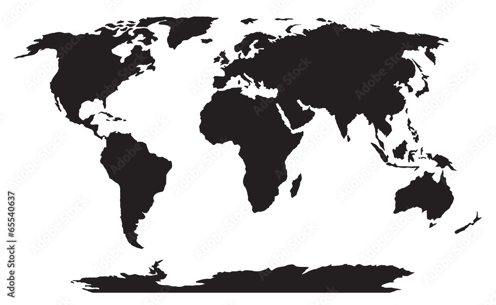 Wall mural world map black silhouette vector