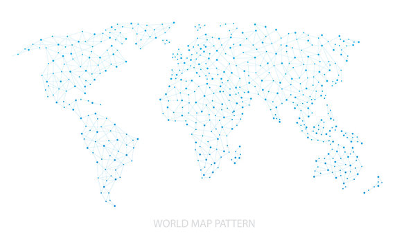 Blue World Map Dot Pattern Vector