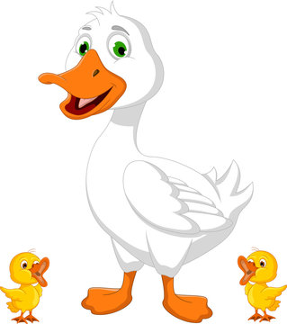 Illustration of duck cartoon with chick