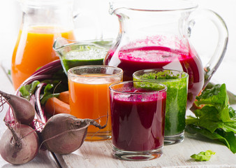 Healthy vegetable smoothie and juice