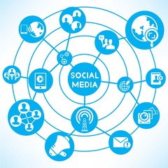 social media network, blue connecting diagram