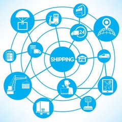 shipping, blue connecting diagram