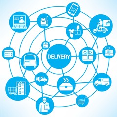 delivery and shipping service, blue connecting network