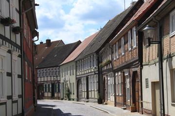 Fachwerkhäuser in der Seehäuser Straße in Werben/Elbe