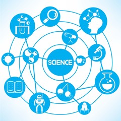 science, blue connecting network