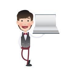 Businessman holding a book over white background