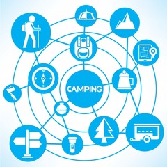 camping, blue connecting network