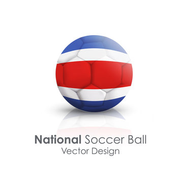 Soccer ball of Costa Rica over white background