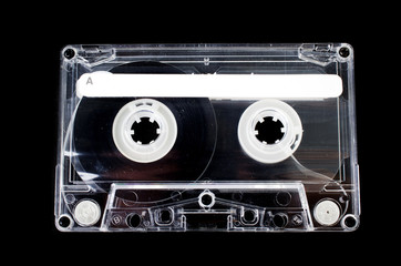 Cassette tape on black background