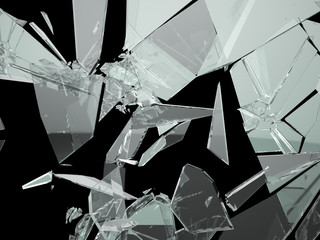 Pieces of Broken and Shattered glass