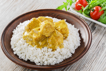 chicken curry with rice salad