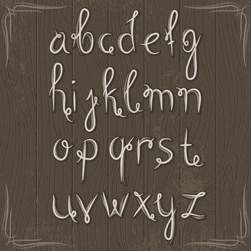 alphabet on wooden background, vector