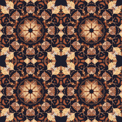 Seamless floral ornament, bark on fabric