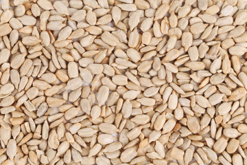 Peeled sunflower seeds close up.