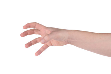 Male hand reaching for something.