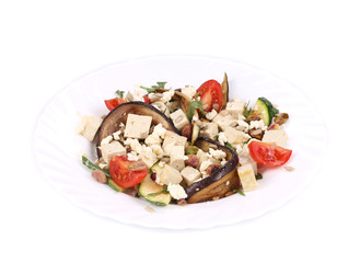 Salad with grilled vegetables and tofu.