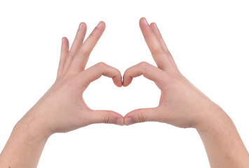 Male hands in the form of heart.