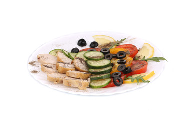Chicken salad with vegetables and spices.