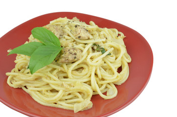 Spaghetti sauce, mushrooms.
