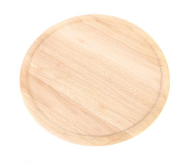 Round wooden plate.