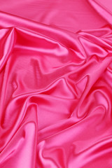 Pink silk drapery.