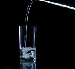 Pouring water on glass