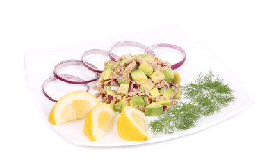 Avocado salad with tuna.