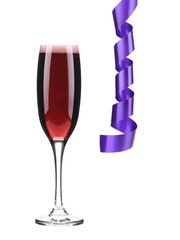 Purple ribbon and champagne glass.