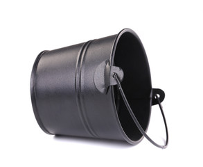Black metal bucket.