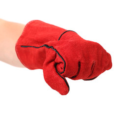 Red warm gloves.