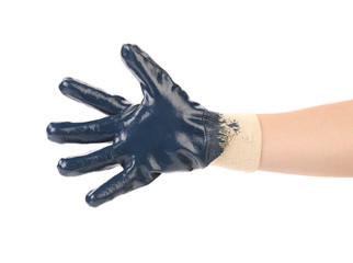 Blue protective glove.