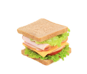 Sandwich with bacon and vegetables.