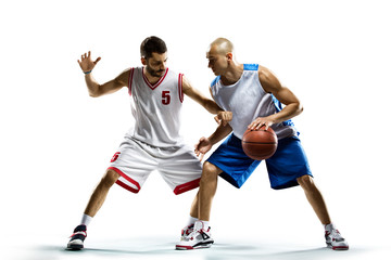Fototapeta na wymiar Basketball players isolated on white