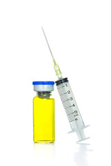 Medical Syringe and yellow ampule