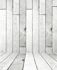 Vintage wooden wall in perspective view, grunge background.