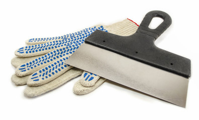 Construction spatula and gloves
