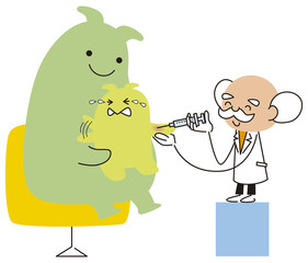 子供に予防注射をする