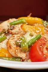 Warm salad with chicken
