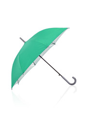 open green umbrella isolated on white background