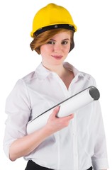 Pretty young architect smiling at camera