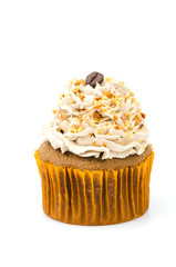 Coffee cupcake isolated white background