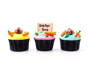 Easter cupcakes isolated white background