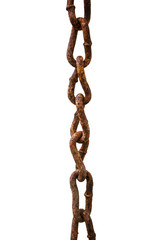 Old rusty chain isolated on white