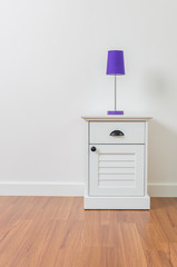 Lamp on bedside table