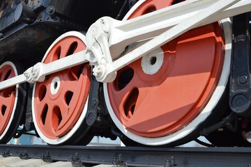 Wheel of an old steam locomotive