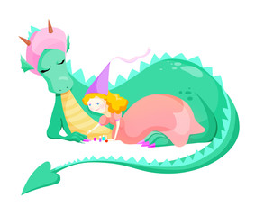 princess paint nail with dragon illustration