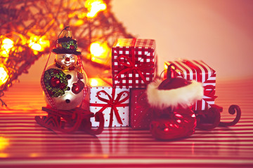 Weihnachtstiefel und Schneemann